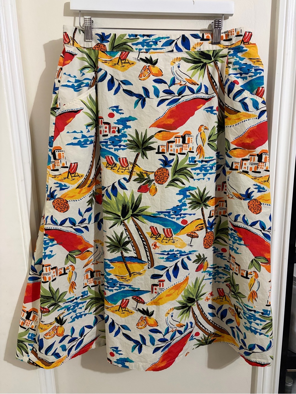 Women’s Tropical Print A-Line Swim Cover Skirt - Multicolor